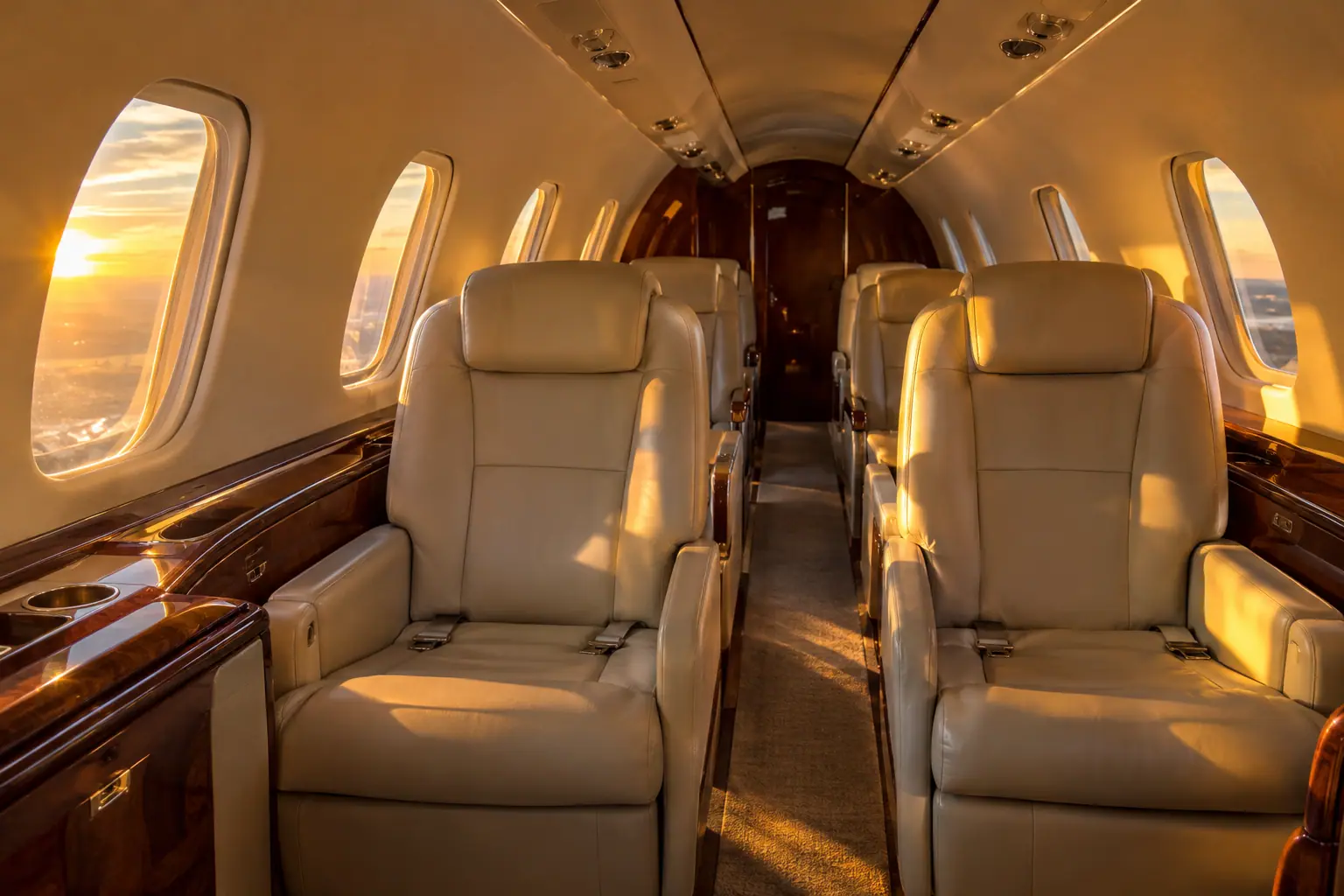 Super-midsize jet cabin interior