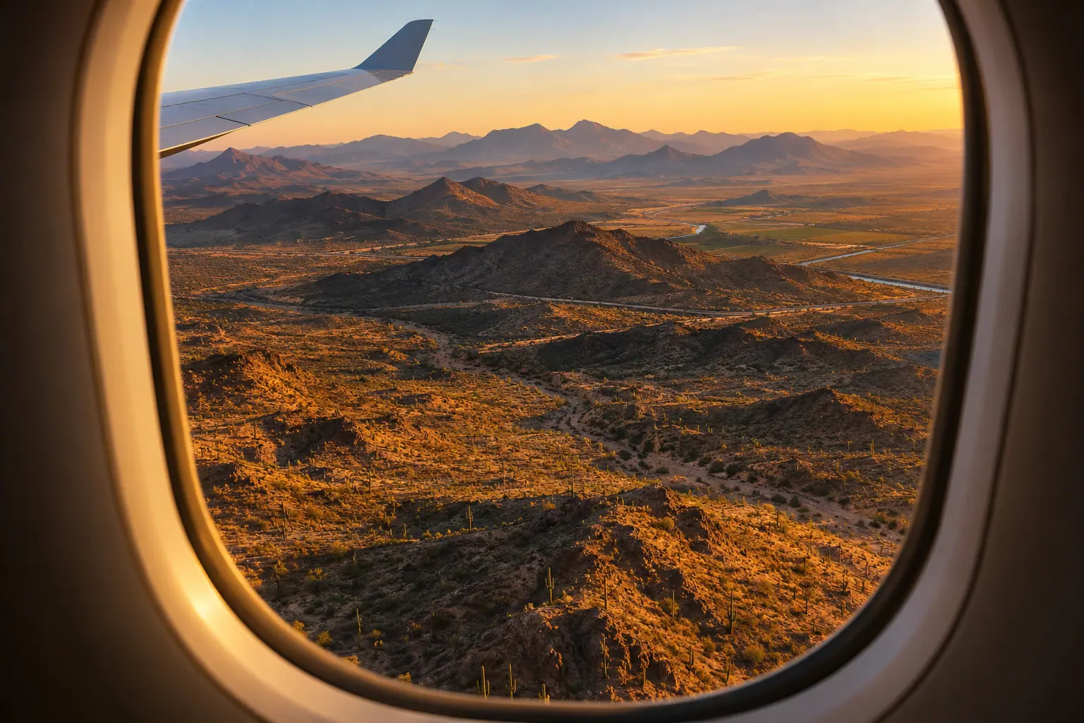 Phoenix area from a private jet window