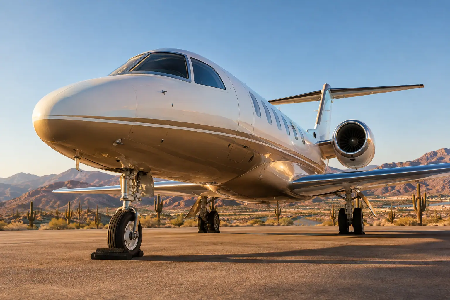 Light jet waiting on an empty ramp