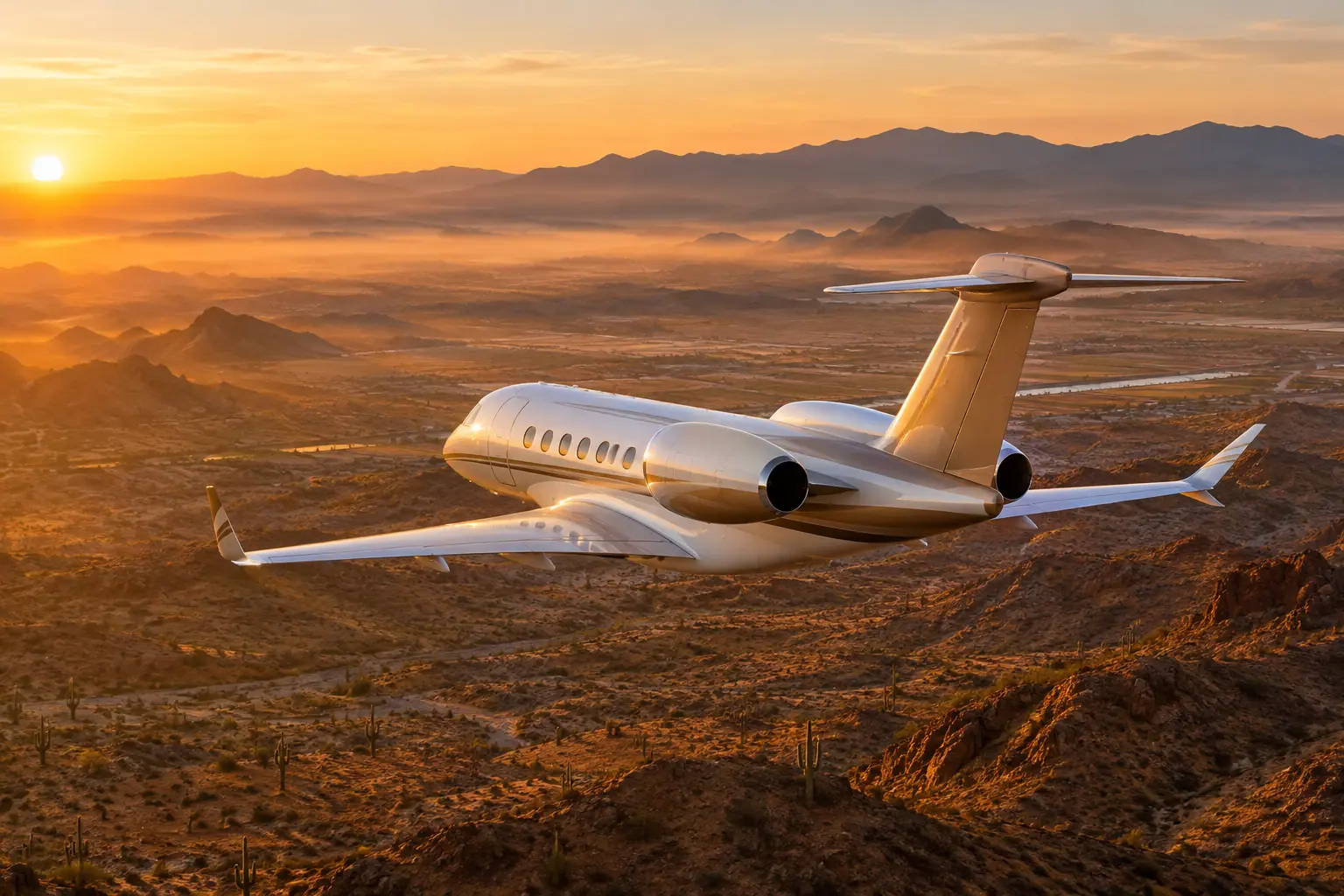 Super-midsize jet on the ramp