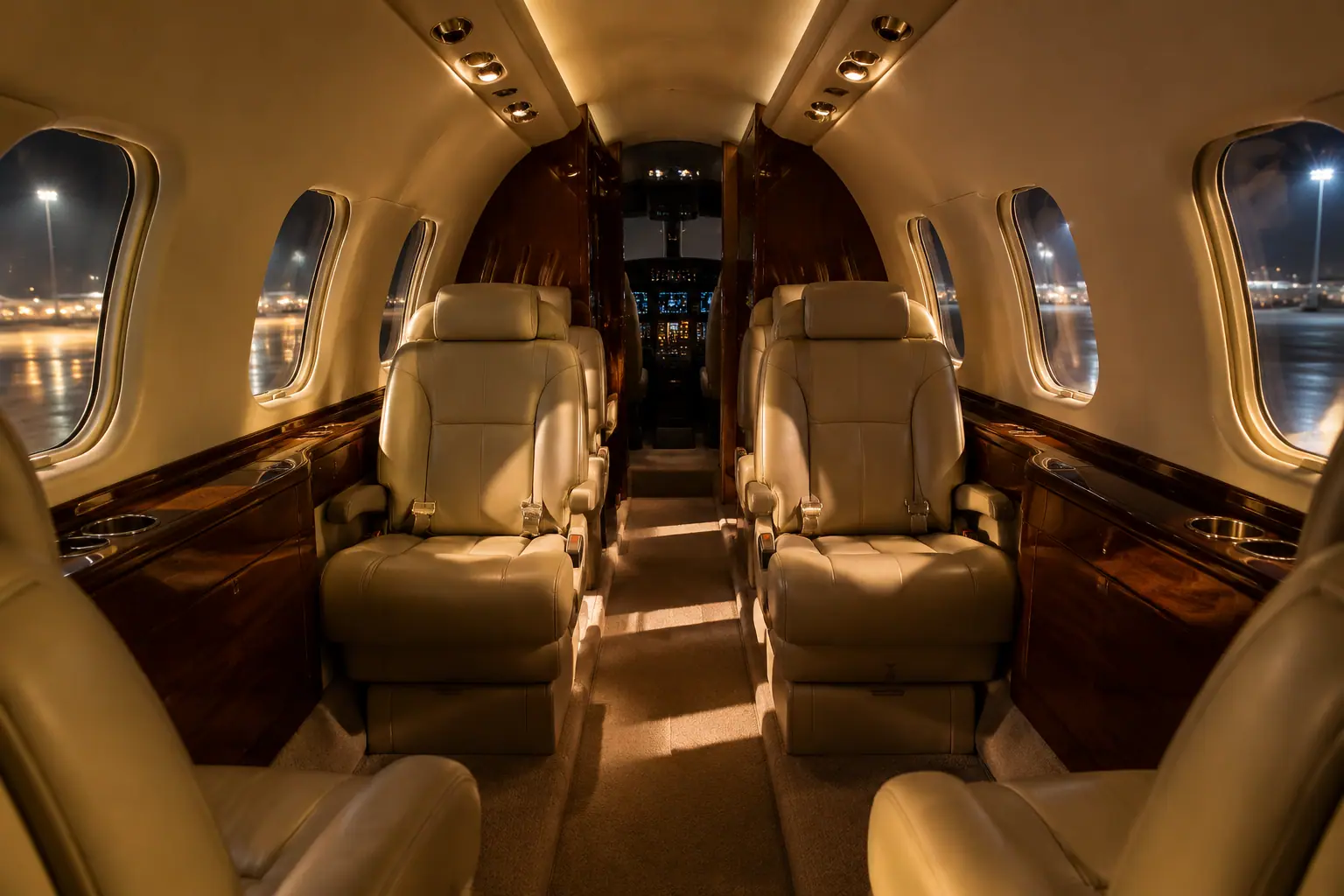 Midsize jet cabin interior
