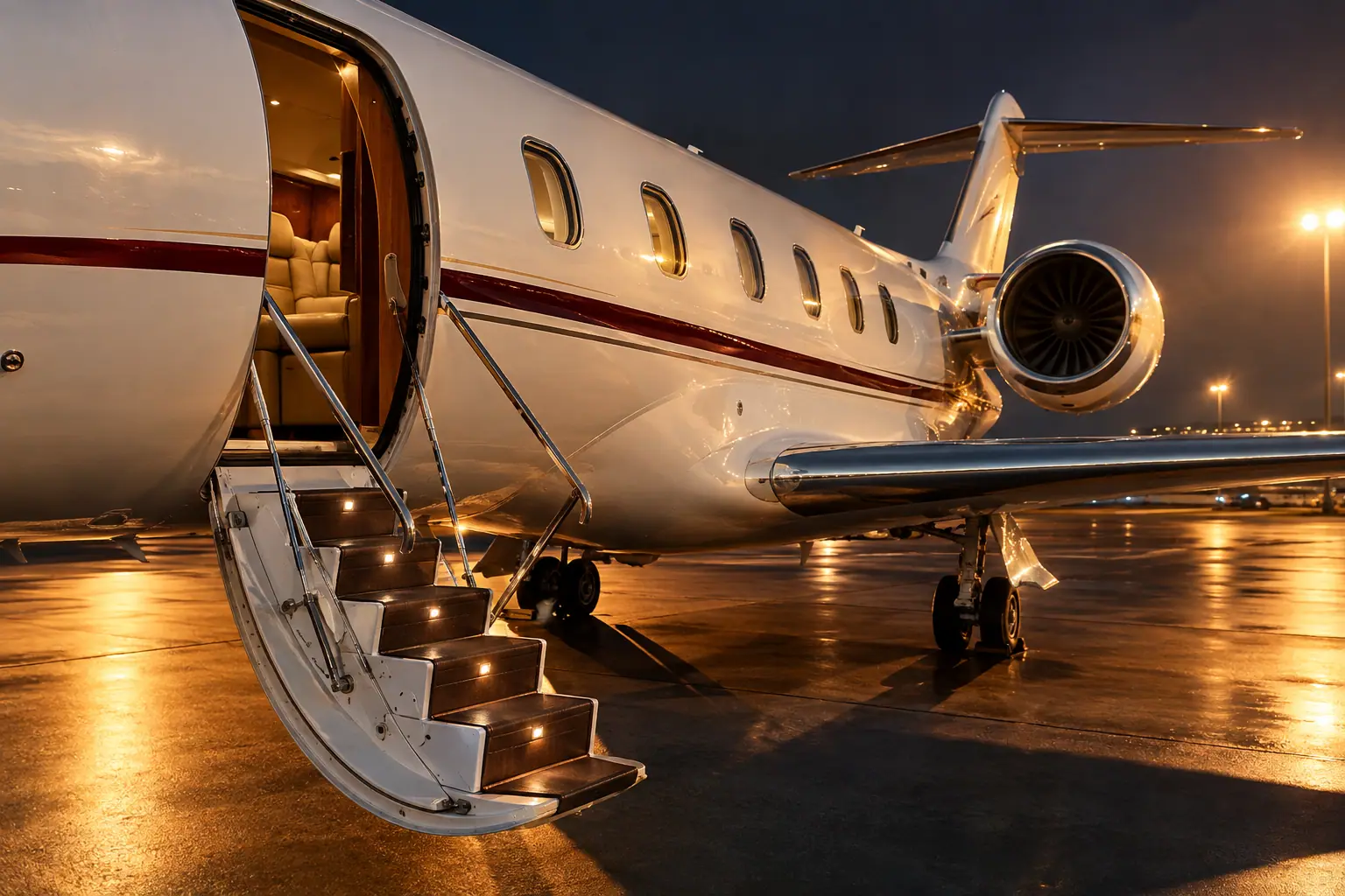Open airstair of a private jet